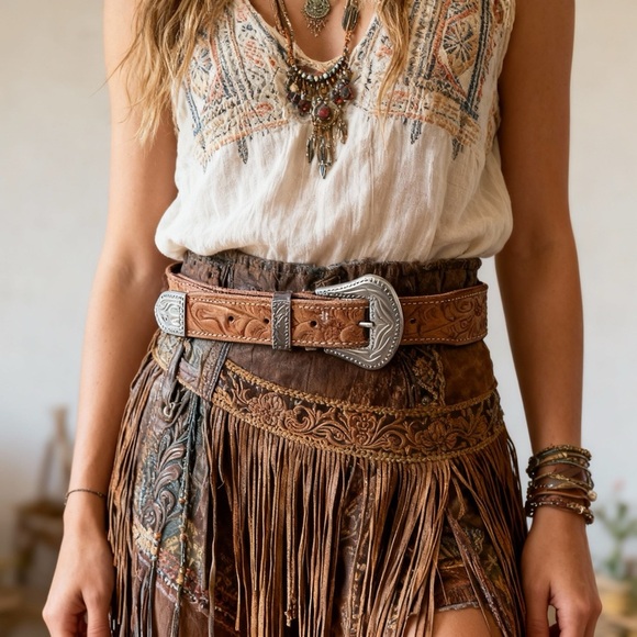 Vintage tooled leather belt | Made in Canada | 43” - Picture 12 of 13